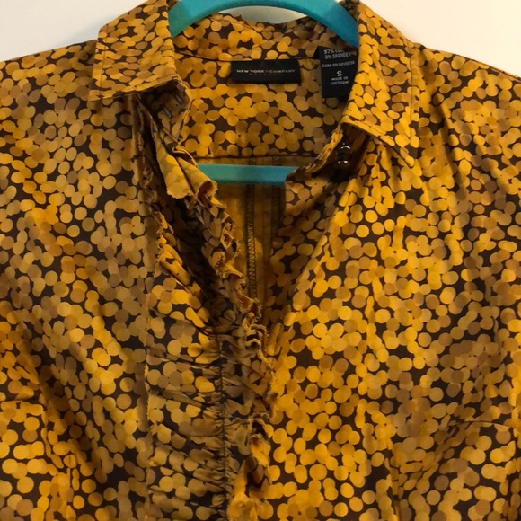 Mustard print button down - Picture 3 of 3